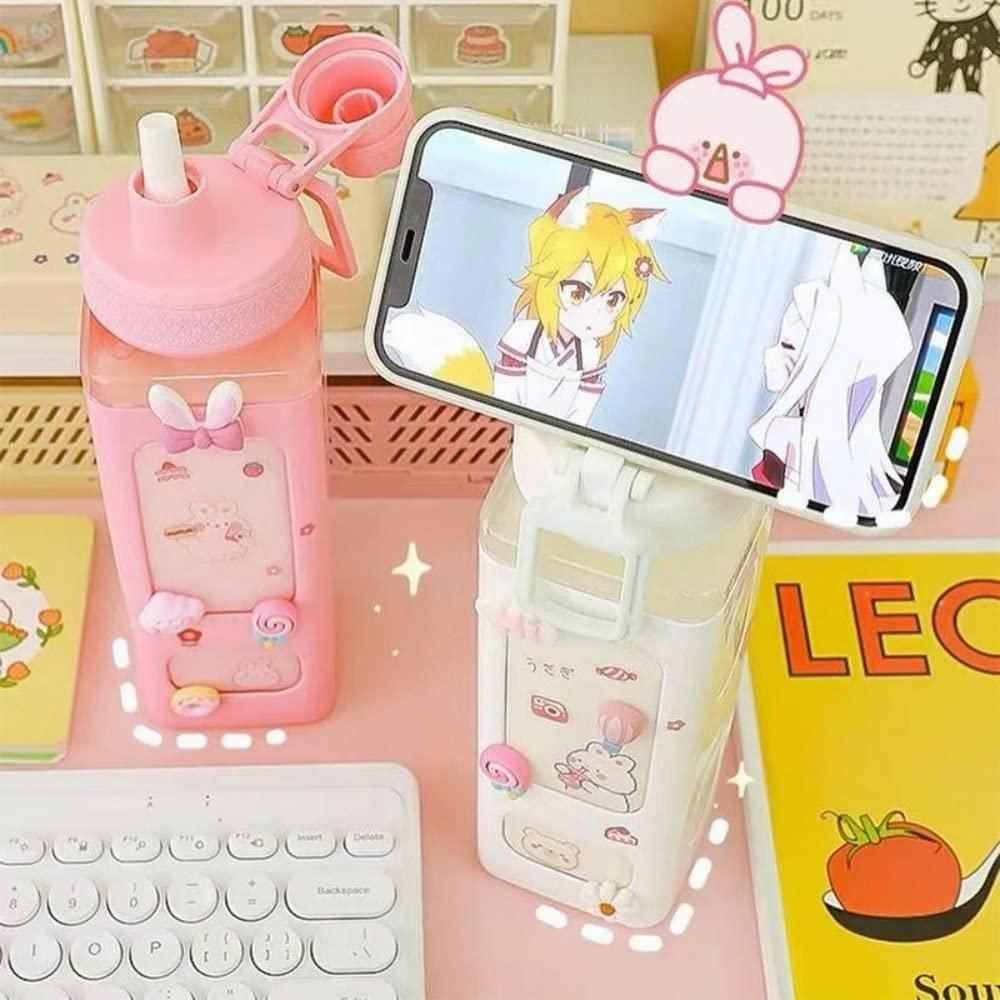 Kawaii 700ml Cute Straw Water Bottle 💖🥤