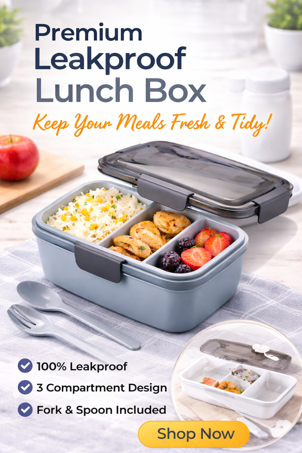 Modular Airtight Lunch Box 750ML 🍱🔒