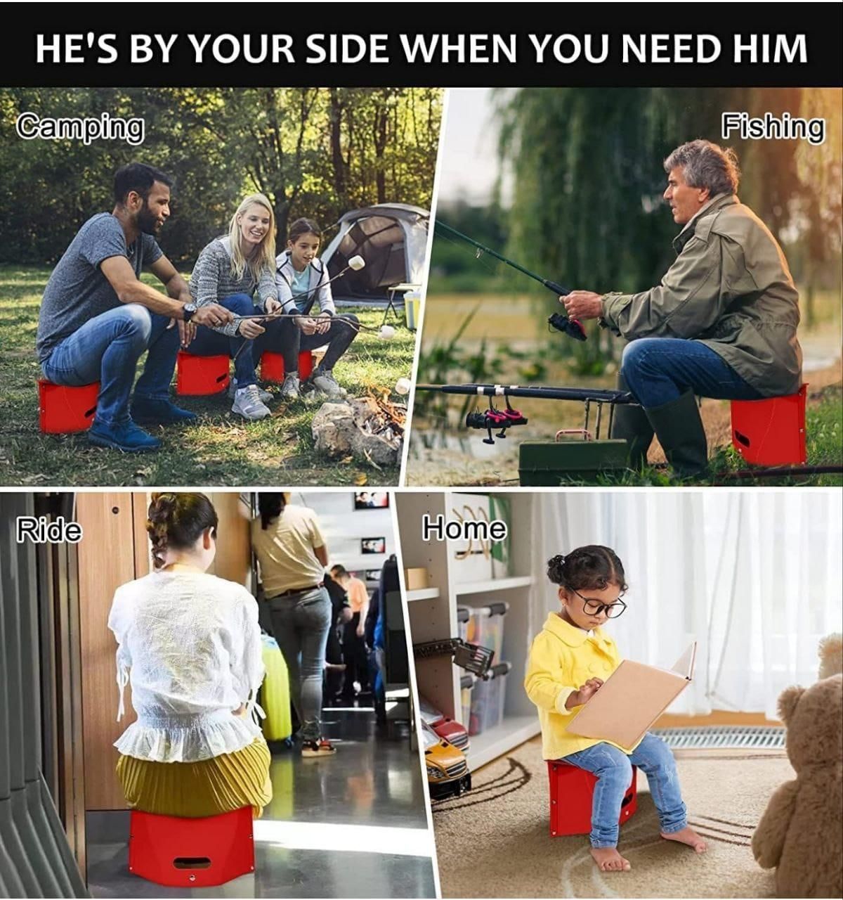 Sturdy & Lite Weight Portable Folding Plastic Stool (Assorted Colors)