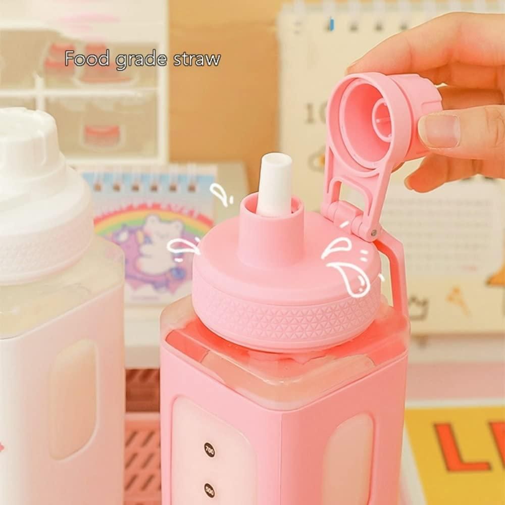Kawaii 700ml Cute Straw Water Bottle 💖🥤