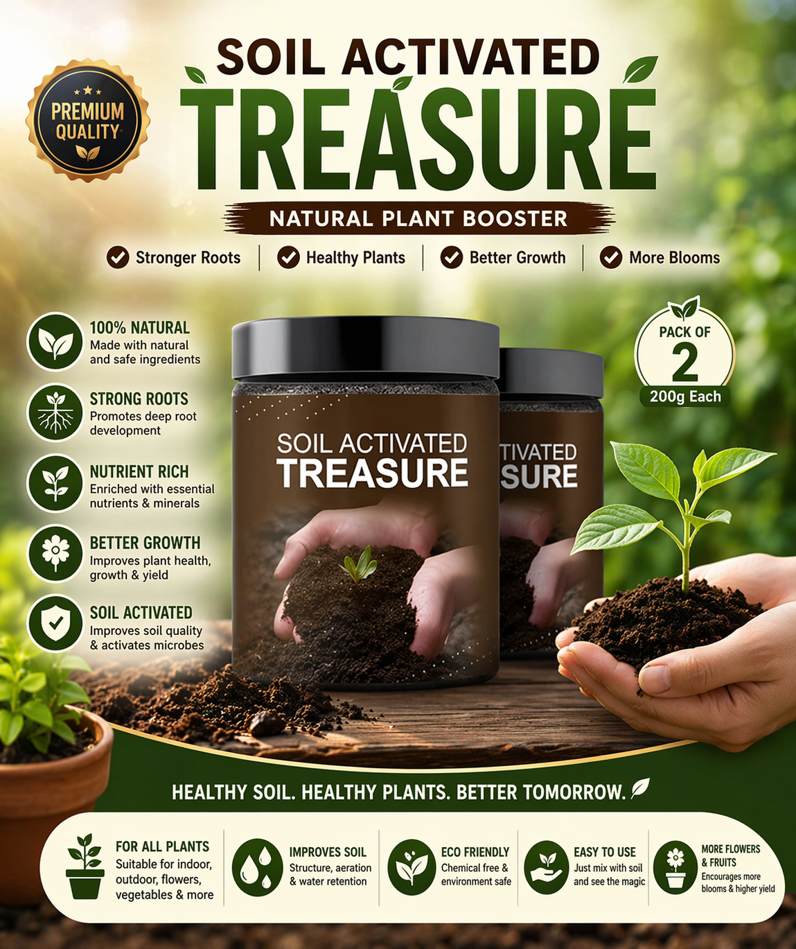 🌱 Soil Active Treasure Mix 🌿 | Premium Fertile Potting Soil (Pack of 2)