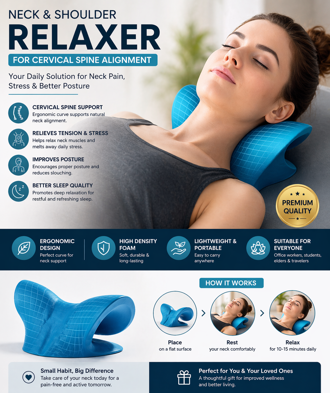 💆‍♂️ Neck & Shoulder Relaxer | Cervical Spine Support Pillow 🧘‍♀️