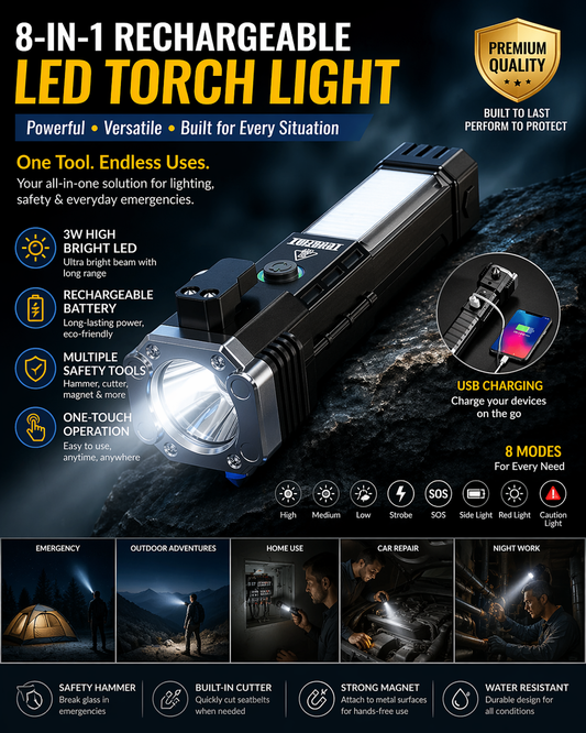 🔦 UltraBright Rechargeable LED Torch | 3W Power Flashlight ⚡