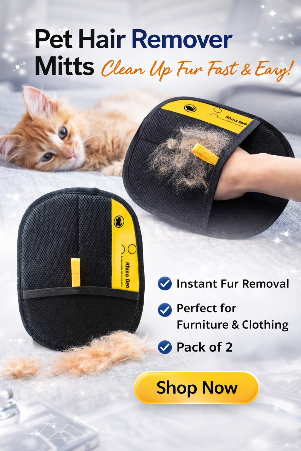 2-Pack Pet Hair Removal Gloves 🐾✨