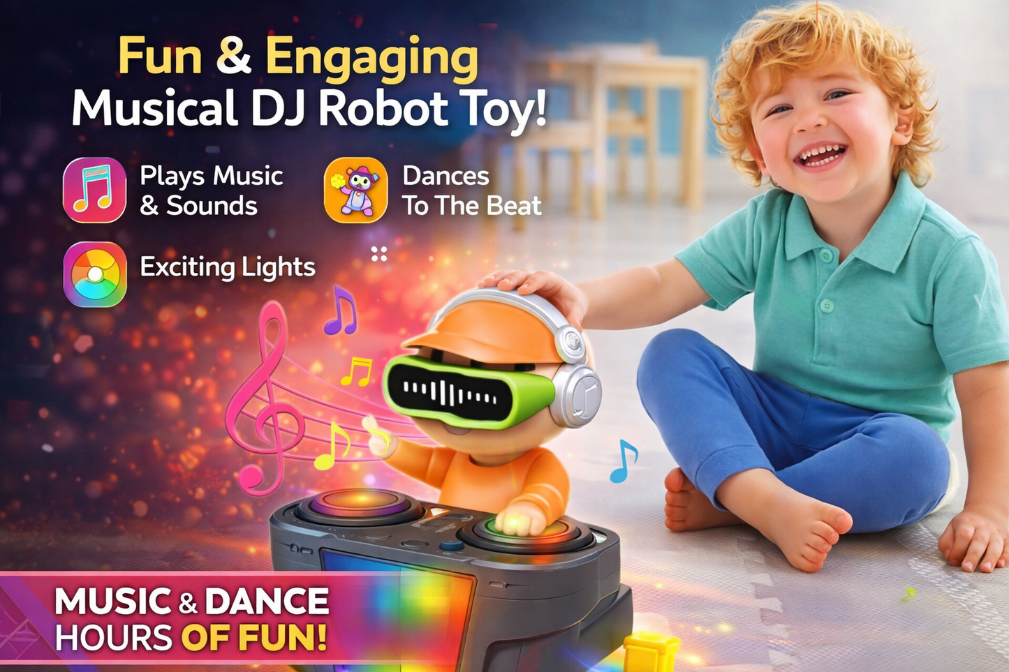 DJ Coco Musical Dancing Toy – LED Lights & Smart Movement 🕺🎵