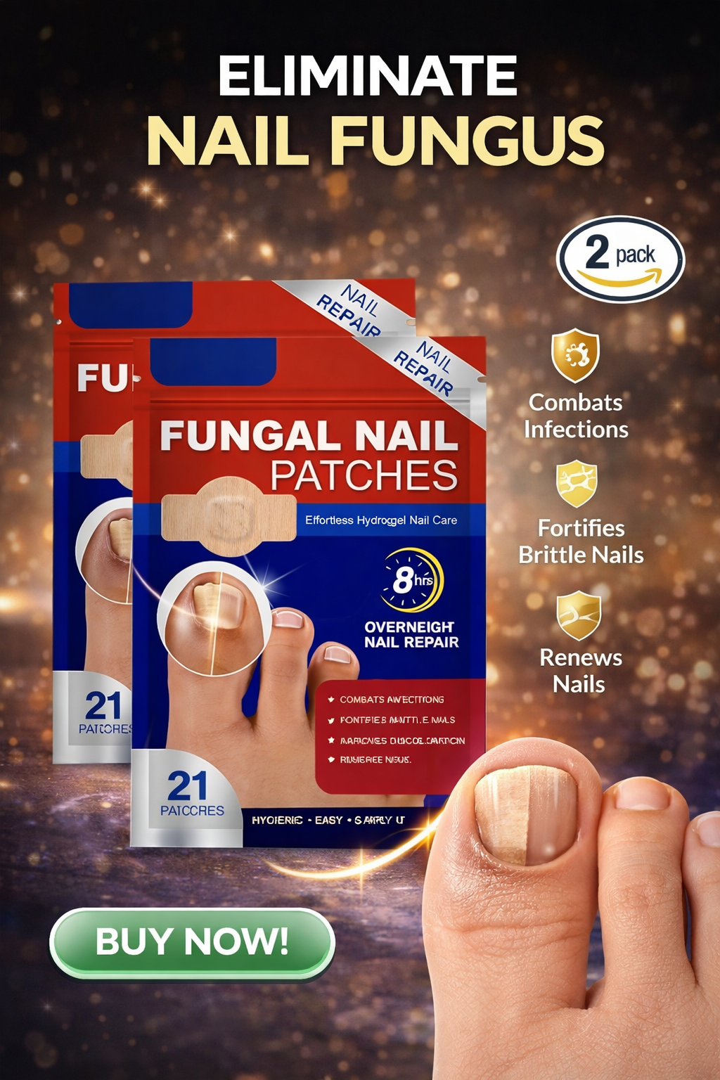✨ Fungal Nail Repair Patches (40 pcs) | Healthy Nails Solution 💚