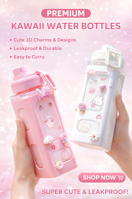 Kawaii 700ml Cute Straw Water Bottle 💖🥤