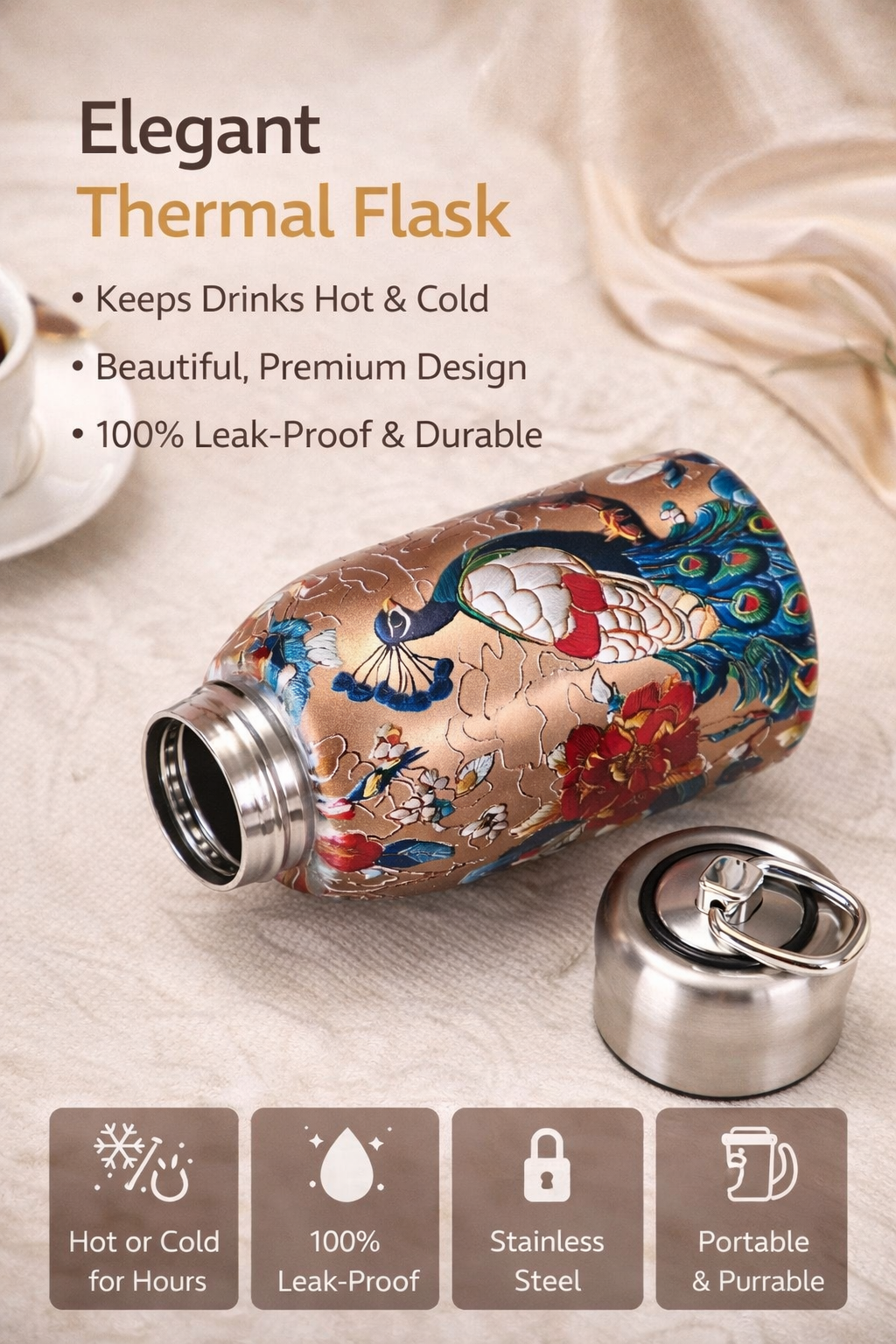 ThermoSip Hot & Cold Stainless Steel Vacuum Bottle – 300ml ☕❄️